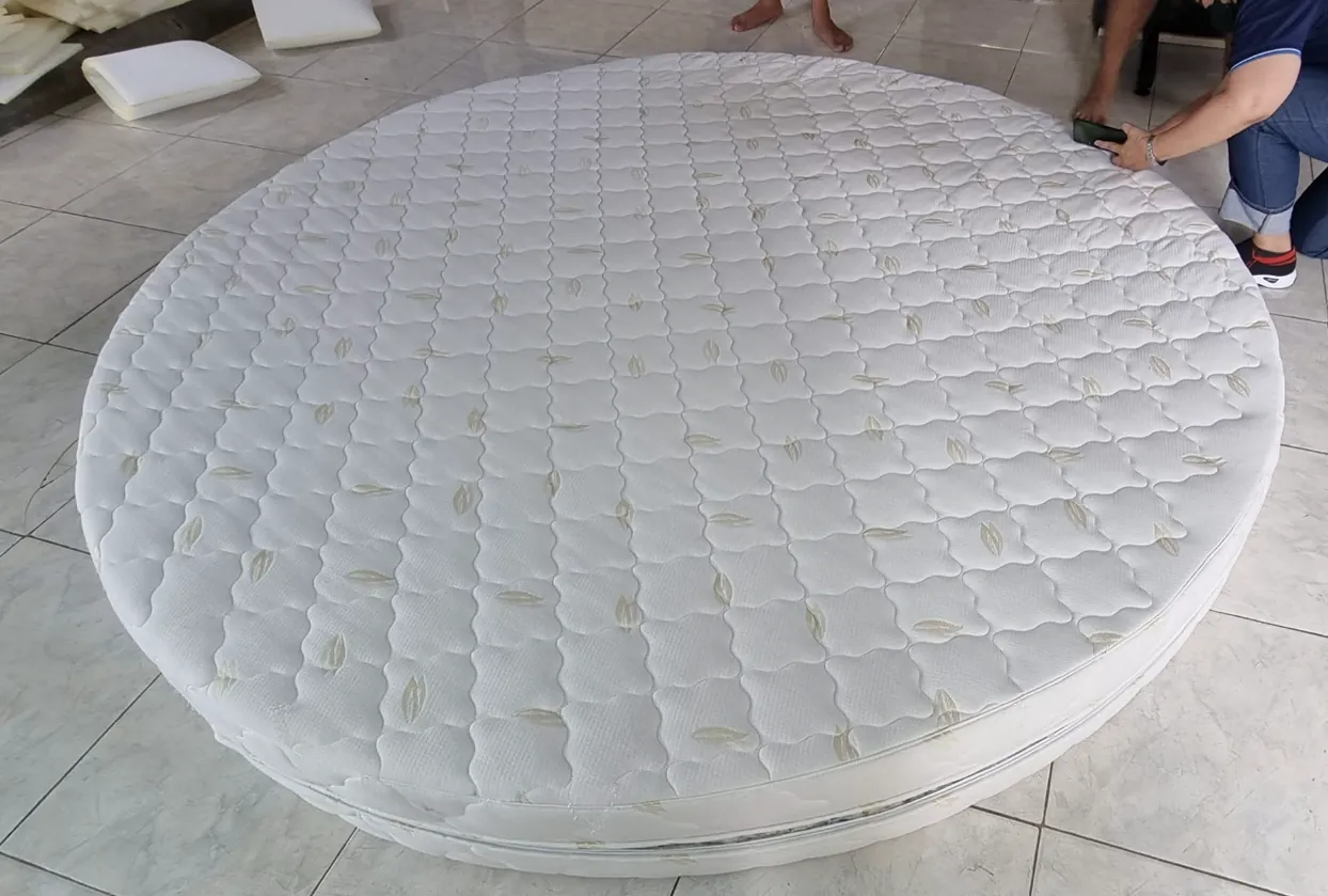 Fully custom round mattress made by Chiang Mai Mattress