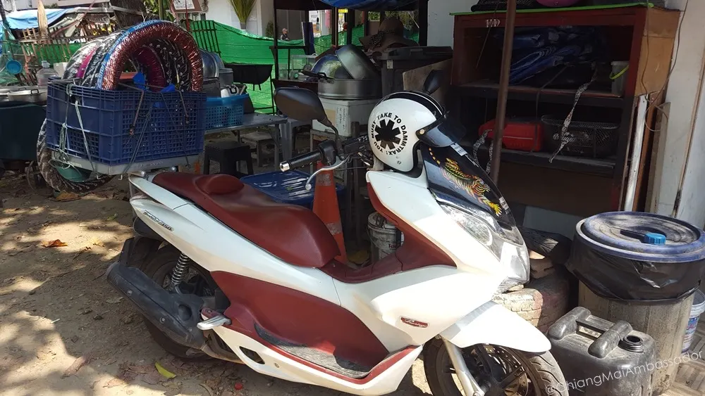Sidecar motorbike used for mobile tyre repair services