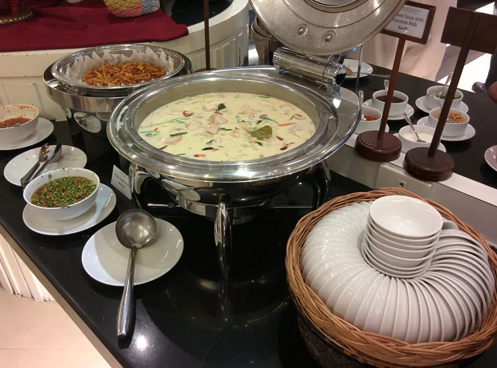 Tom kha soup station at the lunch buffet
