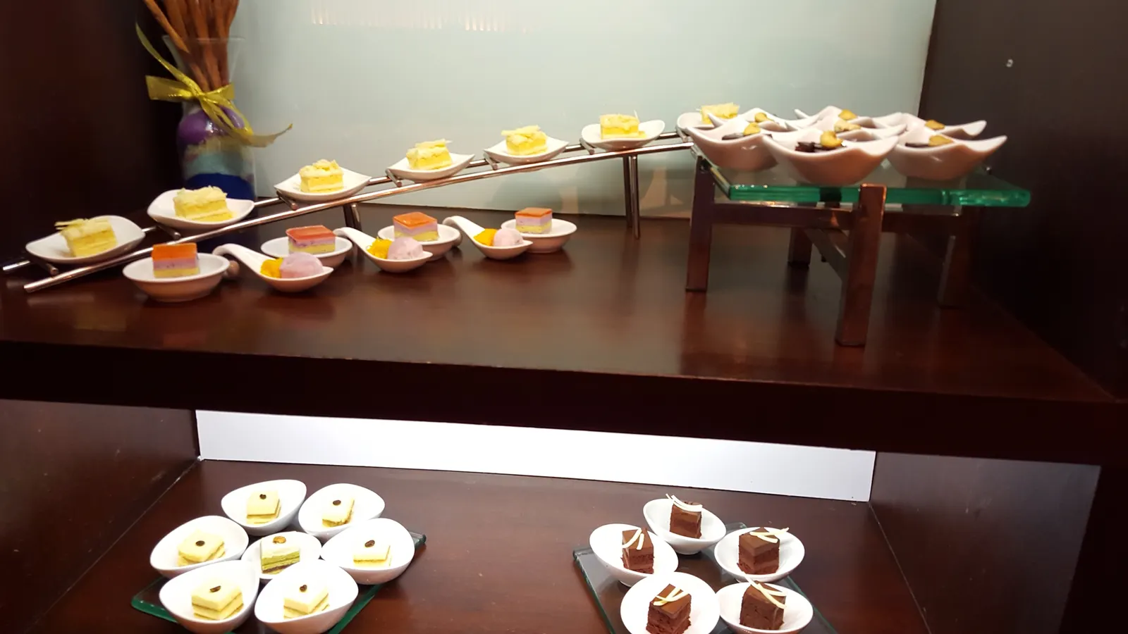 Petit fours and mini dessert display at the Marriott buffet