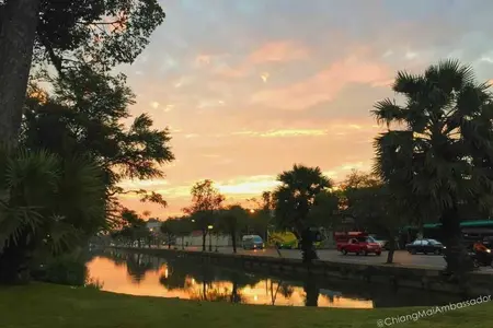 Old City moat at sunset, Chiang Mai