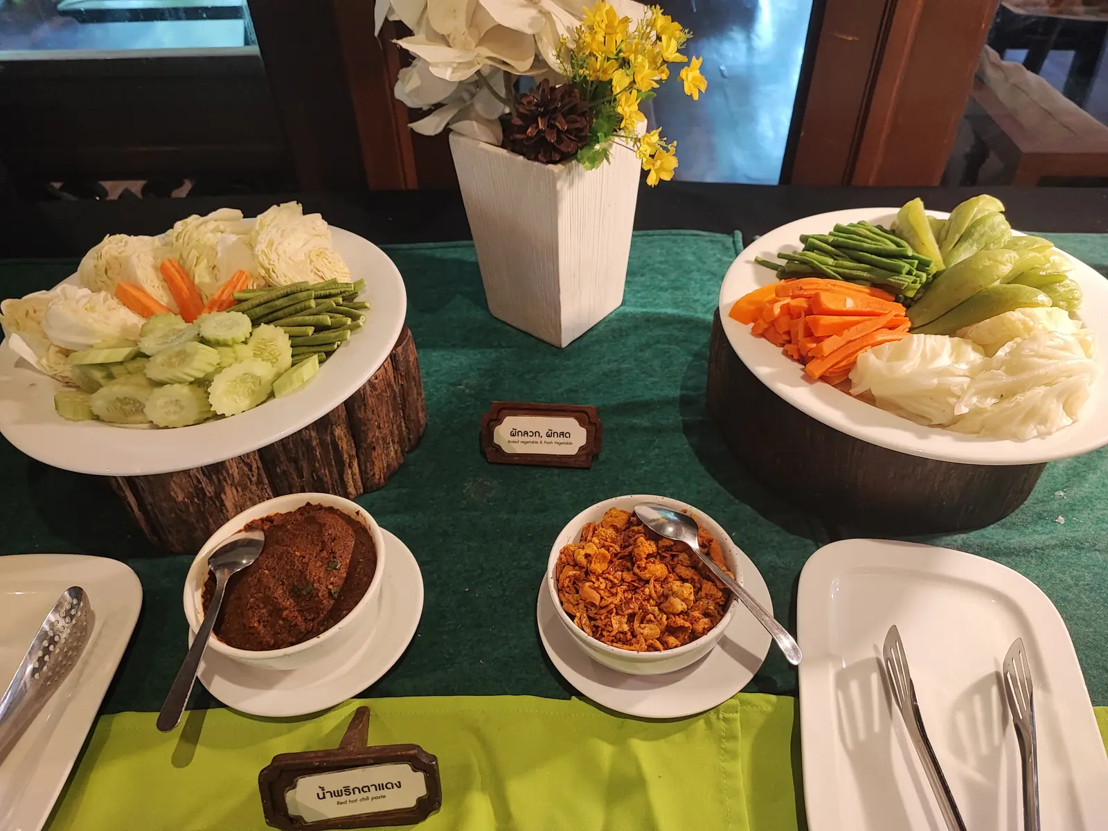 Fresh vegetable platter with nam prik chili paste